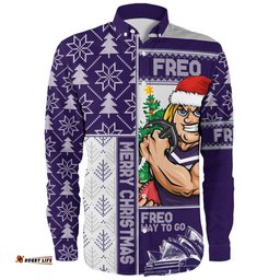 Amazing Aussie Fremantle Merry Christmas Knit Style Festive Spirit Long Sleeve Shirt