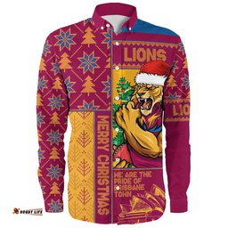 Amazing Aussie Brisbane Lions Merry Christmas Knit Style Festive Spirit Long Sleeve Shirt