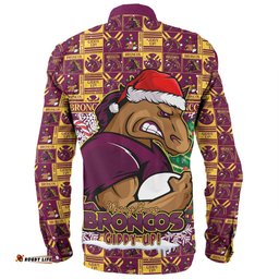 Amazing Aussie Brisbane Broncos Merry Ugly Christmas Comic Style Long Sleeve Shirt