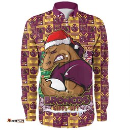 Amazing Aussie Brisbane Broncos Merry Ugly Christmas Comic Style Long Sleeve Shirt