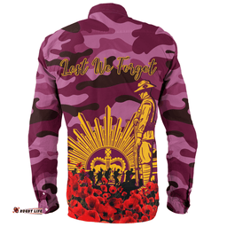 Amazing Aussie Brisbane Broncos Brisbane Broncos Anzac Day Lest We Forget Long Sleeve Shirt