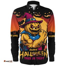 Amazing Aussie Brisbane Lions Dark Pumpkin Halloween Spirit Long Sleeve Shirt