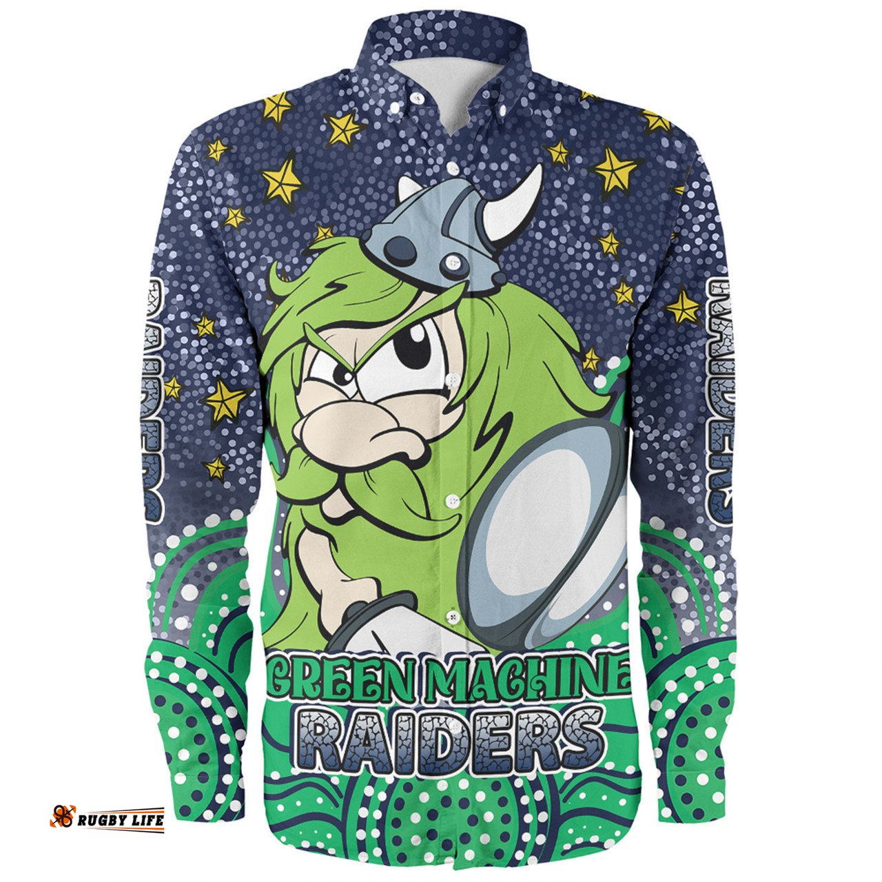Amazing Aussie Canberra Raiders Custom Custom With Aboriginal Inspired Style Of Dot Painting Patterns Long Sleeve Shirt