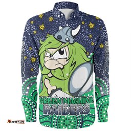 Amazing Aussie Canberra Raiders Custom Custom With Aboriginal Inspired Style Of Dot Painting Patterns Long Sleeve Shirt
