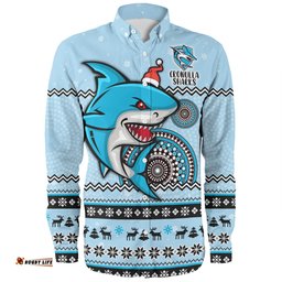 Amazing Aussie Cronulla Sutherland Sharks Christmas Custom Ugly Xmas And Aboriginal Patterns For Die Hard Fan Long Sleeve Shirt