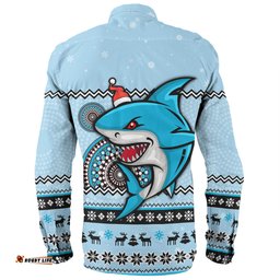 Amazing Aussie Cronulla Sutherland Sharks Christmas Custom Ugly Xmas And Aboriginal Patterns For Die Hard Fan Long Sleeve Shirt