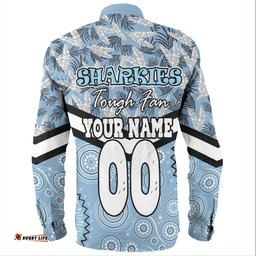 Amazing Aussie Cronulla Sutherland Sharks Tropical Patterns And Dot Painting Eat Sleep Rugby Repeat Long Sleeve Shirt