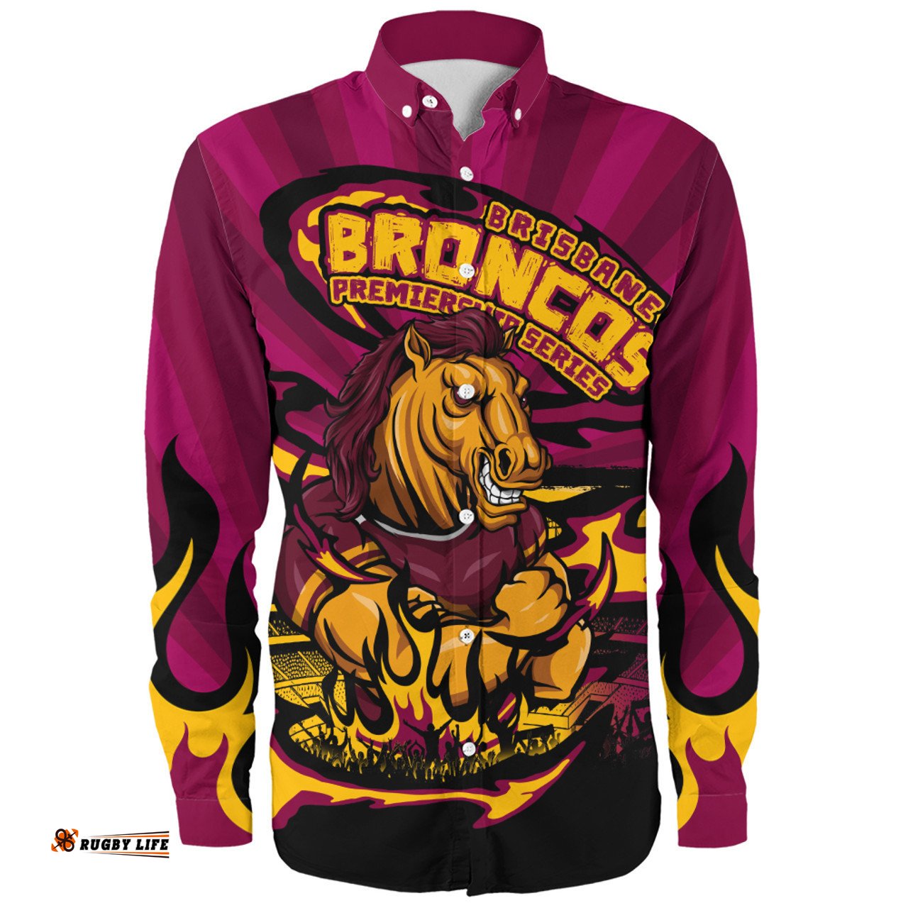 Amazing Aussie Brisbane Broncos Premiership Series Sports Gear Long Sleeve Shirt