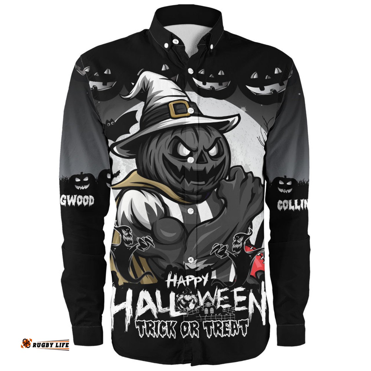 Amazing Aussie Collingwood Dark Pumpkin Halloween Spirit Long Sleeve Shirt