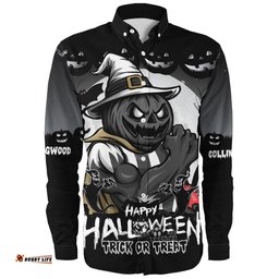 Amazing Aussie Collingwood Dark Pumpkin Halloween Spirit Long Sleeve Shirt