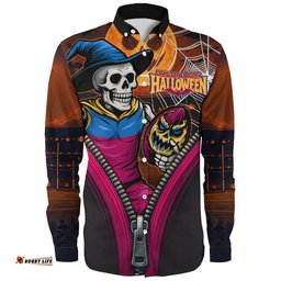 Amazing Aussie Brisbane Lions Halloween Night Reaper Zipper Long Sleeve Shirt