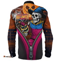 Amazing Aussie Brisbane Lions Halloween Night Reaper Zipper Long Sleeve Shirt