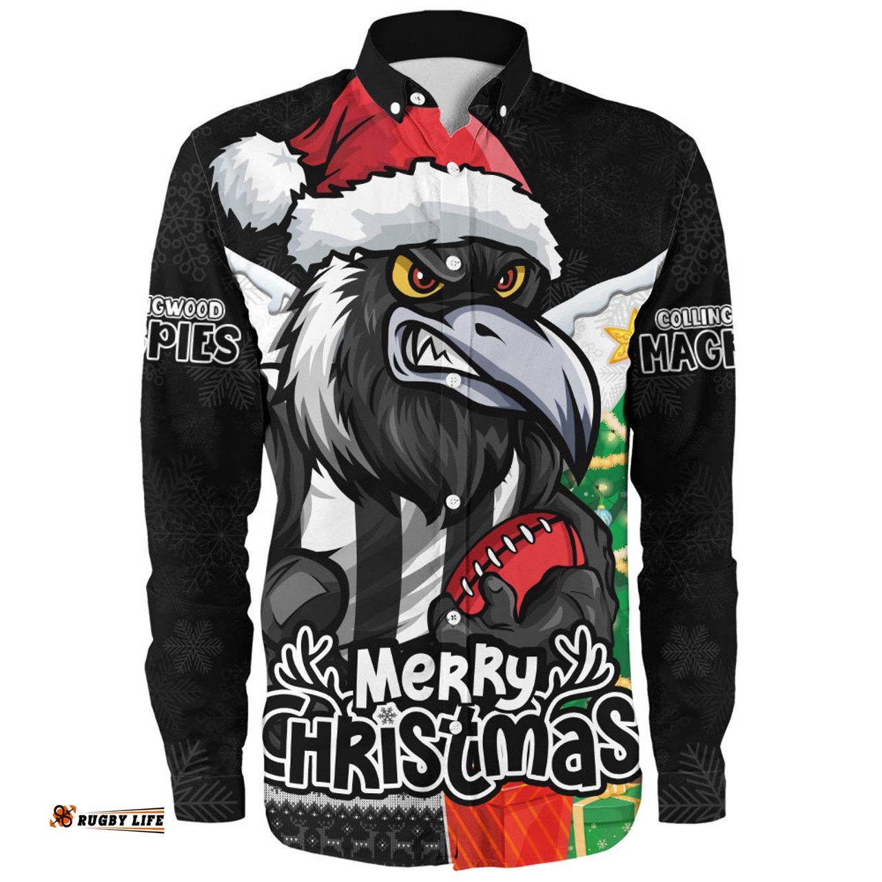 Amazing Aussie Collingwood Santa Scoring Touchdown On Christmas Game Day Long Sleeve Shirt