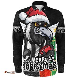Amazing Aussie Collingwood Santa Scoring Touchdown On Christmas Game Day Long Sleeve Shirt