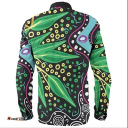 Amazing Aussie Australia Wattle Leavess Aboriginal Dot Art And Wattle Leavess Long Sleeve Shirt