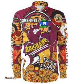Amazing Aussie Brisbane Broncos Naidoc Week Customs Brisbane Broncos Naidoc Week For Our Elders Bronx for Life Sport Styles Long Sleeve Shirt