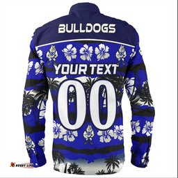 Amazing Aussie Canterbury Bankstown Bulldogs Tropical Hibiscus and Coconut Trees Long Sleeve Shirt