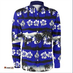 Amazing Aussie Canterbury Bankstown Bulldogs Tropical Hibiscus and Coconut Trees Long Sleeve Shirt