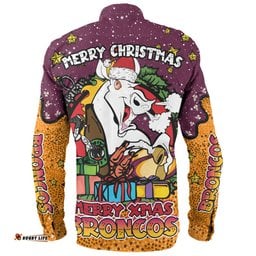 Amazing Aussie Brisbane Broncos Christmas Custom Merry Christmas Our Beloved Team With Aboriginal Dot Art Pattern Long Sleeve Shirt