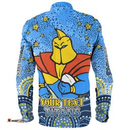 Amazing Aussie Gold Coast Titans Custom Custom With Aboriginal Inspired Style Of Dot Painting Patterns Long Sleeve Shirt