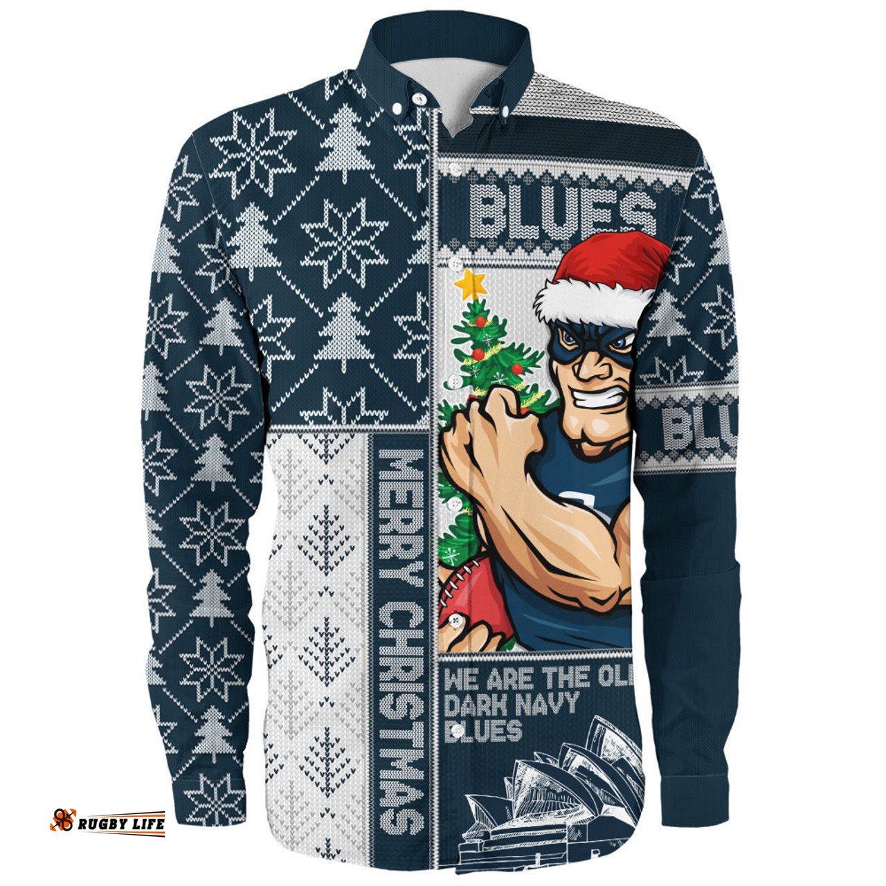 Amazing Aussie Carlton Merry Christmas Knit Style Festive Spirit Long Sleeve Shirt