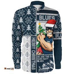 Amazing Aussie Carlton Merry Christmas Knit Style Festive Spirit Long Sleeve Shirt