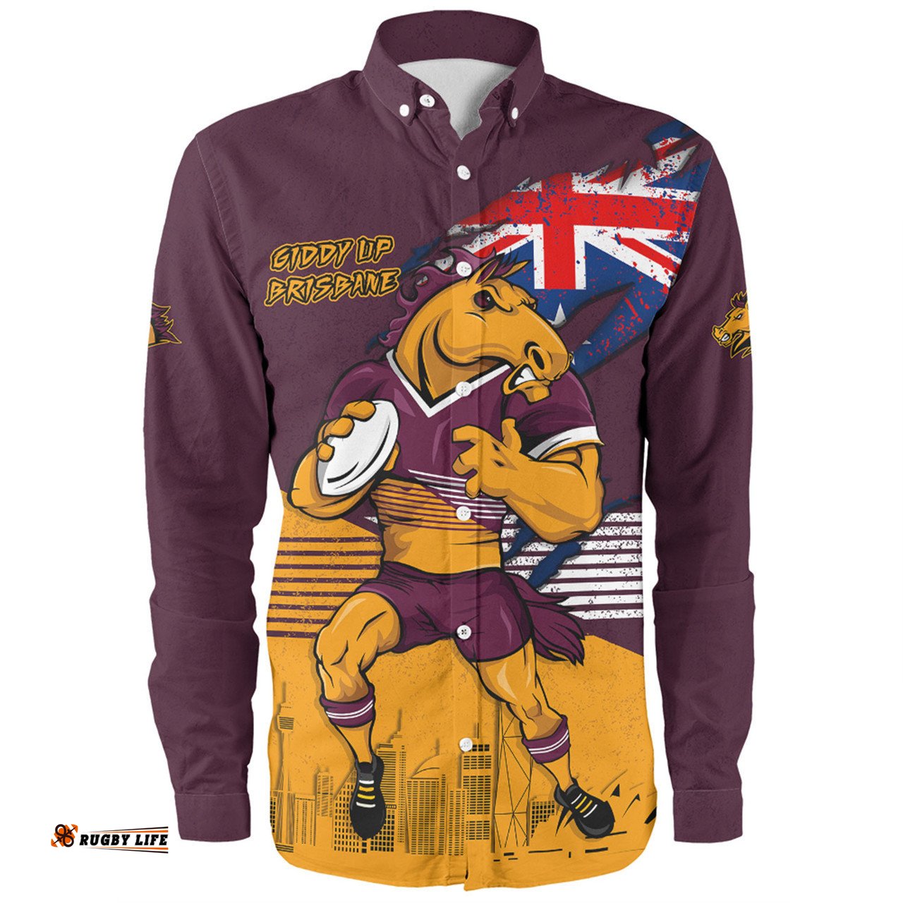 Amazing Aussie Brisbane Broncos Custom For Die Hard Fan Australia Flag Scratch Style Long Sleeve Shirt