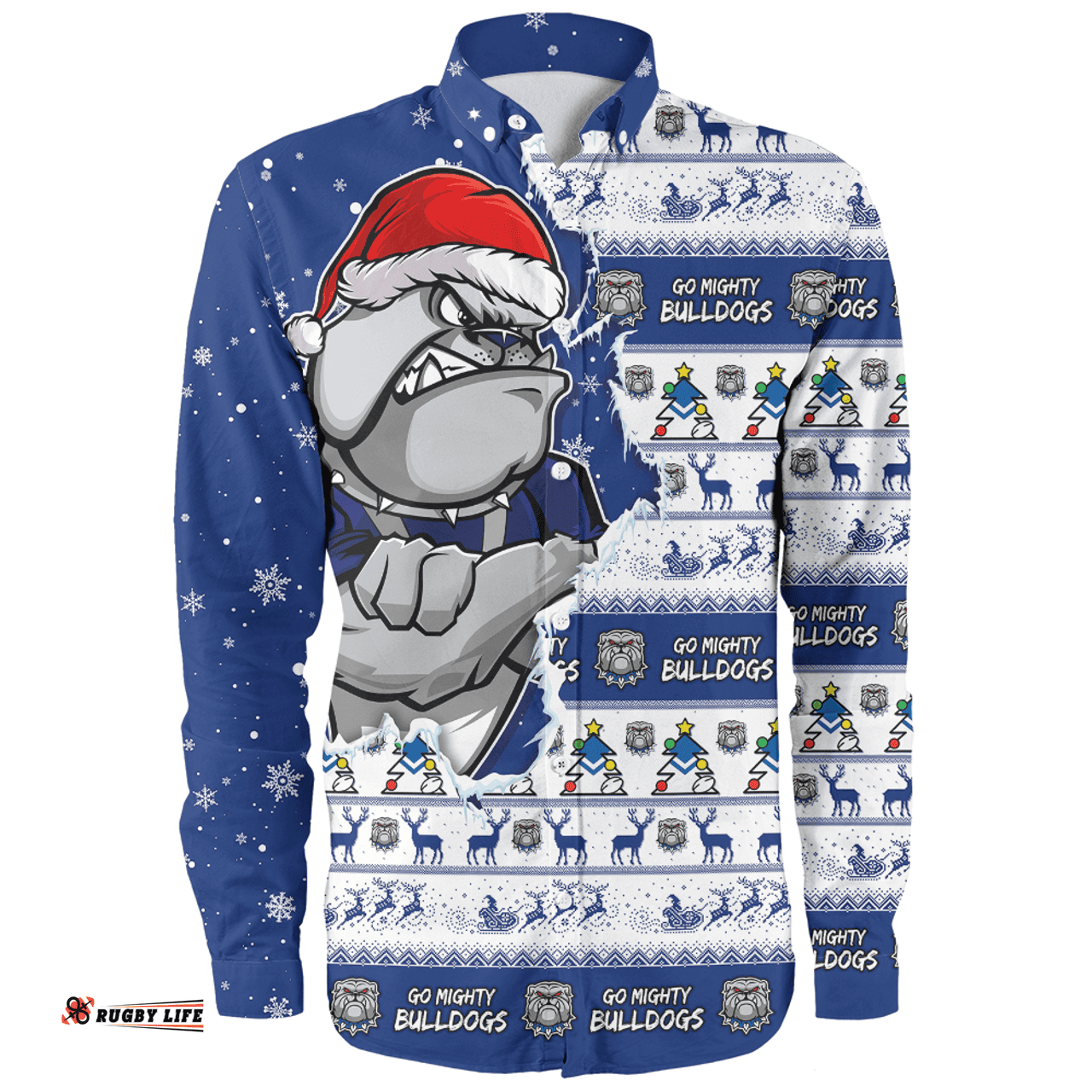 Amazing Aussie Canterbury Bankstown Bulldogs Merry Ugly Christmas Our Beloved Team Scratch Style Long Sleeve Shirt