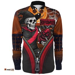 Amazing Aussie Essendon Halloween Night Reaper Zipper Long Sleeve Shirt