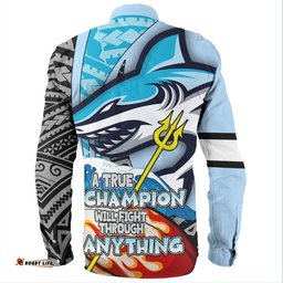 Amazing Aussie Cronulla Sutherland Sharks Grand Final A True Champion Will Fight Through Anything With Polynesian Patterns Long Sleeve Shirt