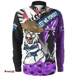 Amazing Aussie Geelong Cats ANZAC Day Honor Purple Valor And Spirit Long Sleeve Shirt