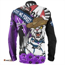 Amazing Aussie Geelong Cats ANZAC Day Honor Purple Valor And Spirit Long Sleeve Shirt