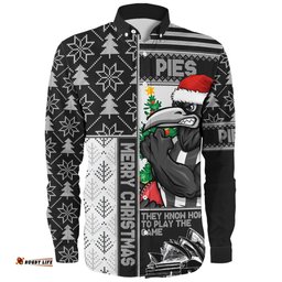 Amazing Aussie Collingwood Merry Christmas Knit Style Festive Spirit Long Sleeve Shirt