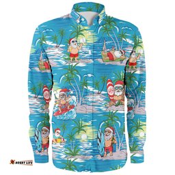 Amazing Aussie Australia Surfing Christmas Tropical Santa Surfing Funny Long Sleeve Shirt
