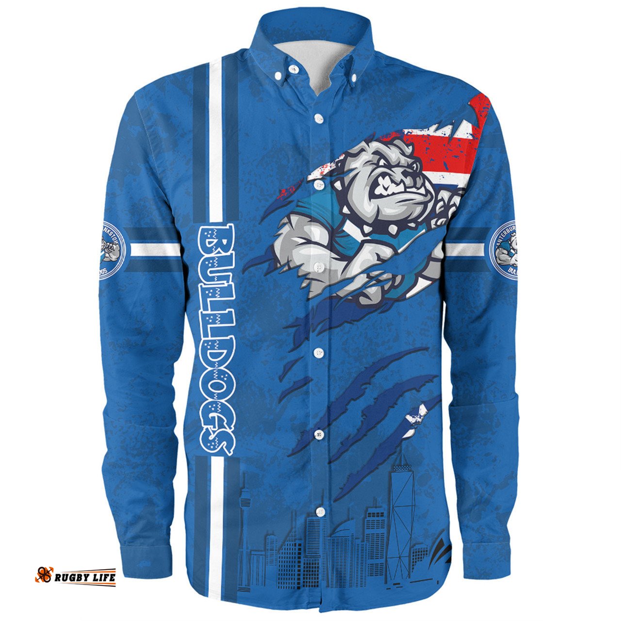 Amazing Aussie Canterbury Bankstown Bulldogs Happy Australia Day Flag Scratch Style Long Sleeve Shirt