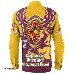 Amazing Aussie Brisbane Broncos Aboriginal Inspired Naidoc Symbol Pattern Long Sleeve Shirt