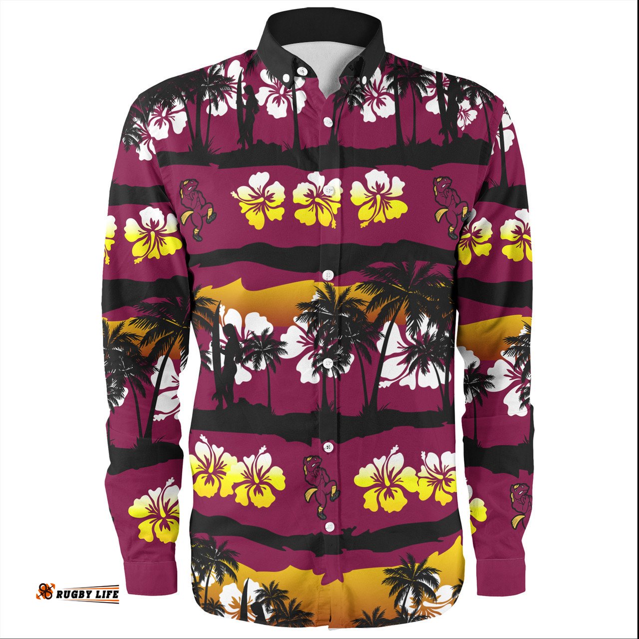 Amazing Aussie Brisbane Broncos Custom Tropical Patterns Broncos With Long Sleeve Shirt