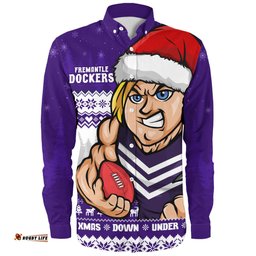 Amazing Aussie Fremantle Merry Christmas Down Under Footy Power Style Long Sleeve Shirt