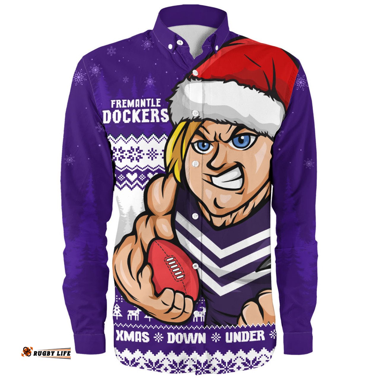 Amazing Aussie Fremantle Merry Christmas Down Under Footy Power Style Long Sleeve Shirt