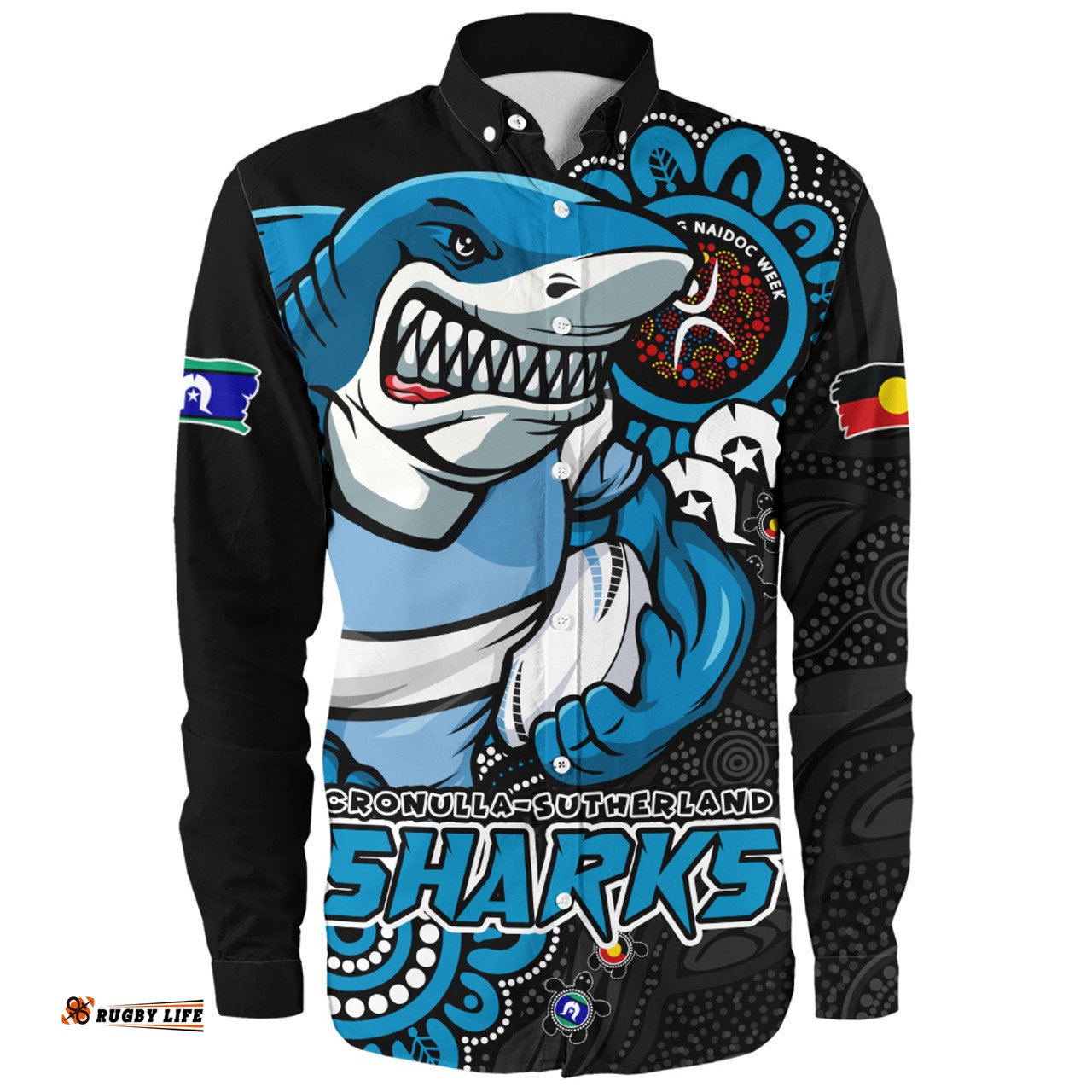 Amazing Aussie Cronulla Sutherland Sharks Power Through Generations NAIDOC Edition Long Sleeve Shirt