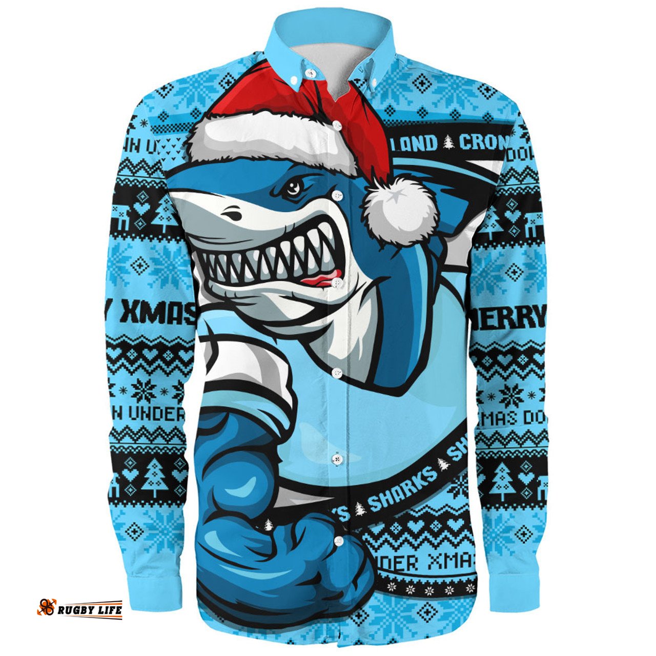 Amazing Aussie Cronulla Sutherland Sharks Ugly Knit Style For Christmas Game Fans Long Sleeve Shirt