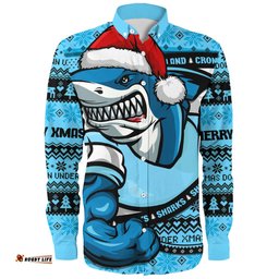 Amazing Aussie Cronulla Sutherland Sharks Ugly Knit Style For Christmas Game Fans Long Sleeve Shirt