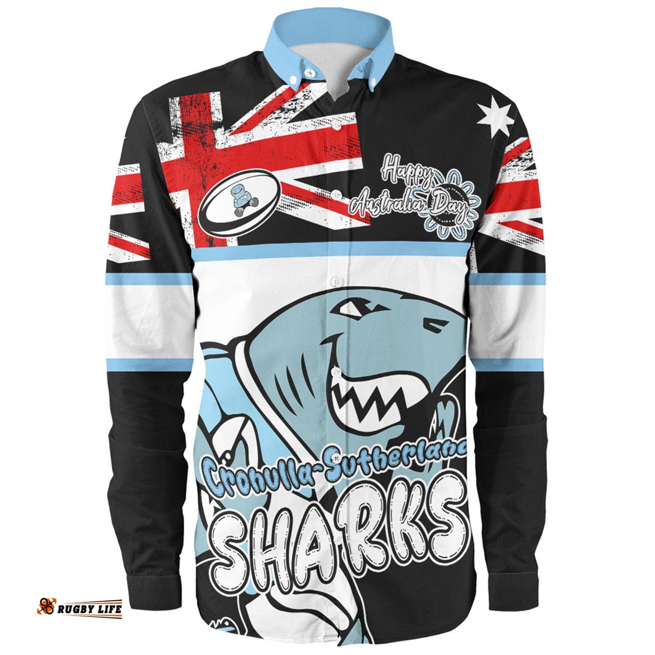 Amazing Aussie Cronulla Sutherland Sharks Happy Australia Day We Are One And Free V2 Long Sleeve Shirt