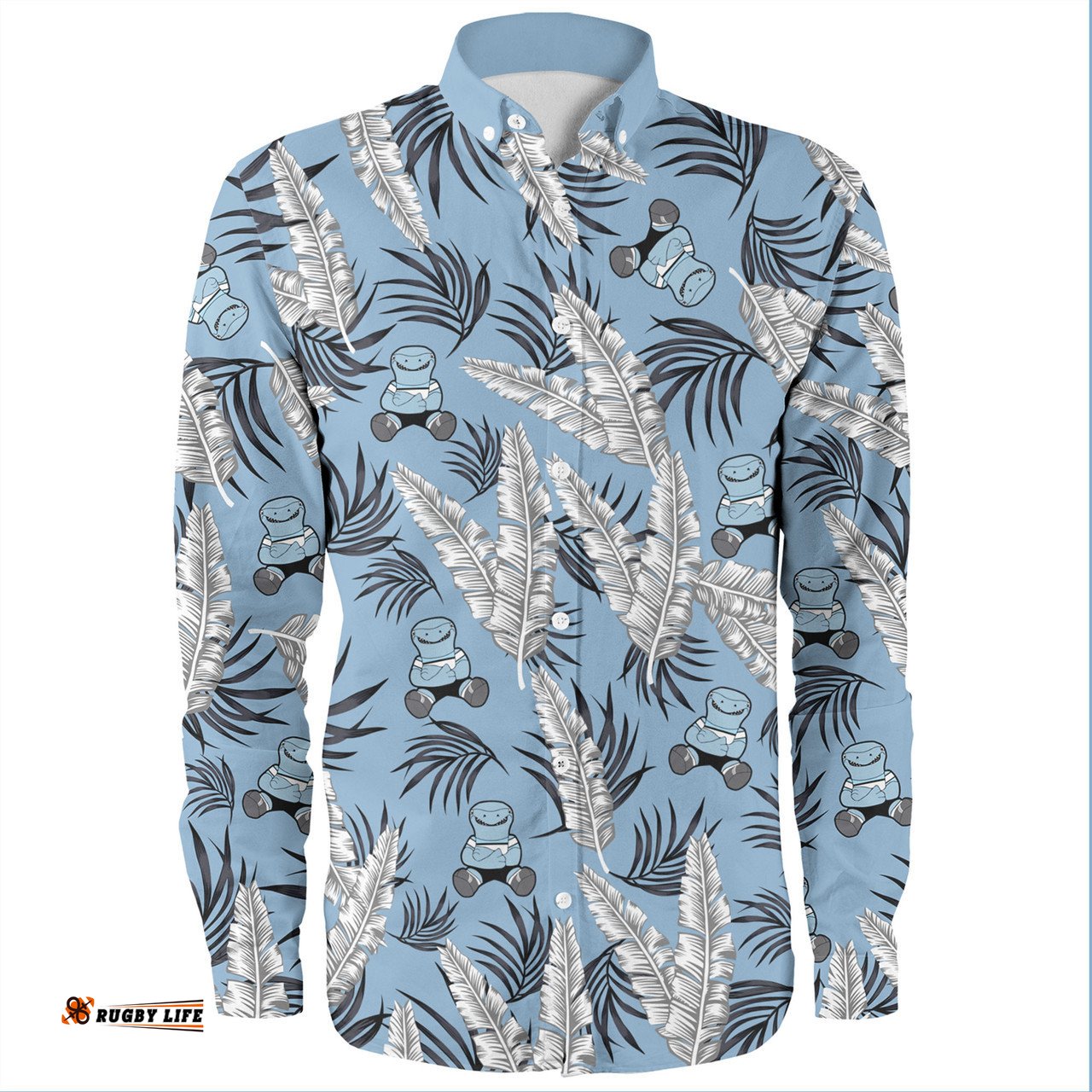 Amazing Aussie Cronulla Sutherland Sharks Tropical Patterns Sharkies Long Sleeve Shirt