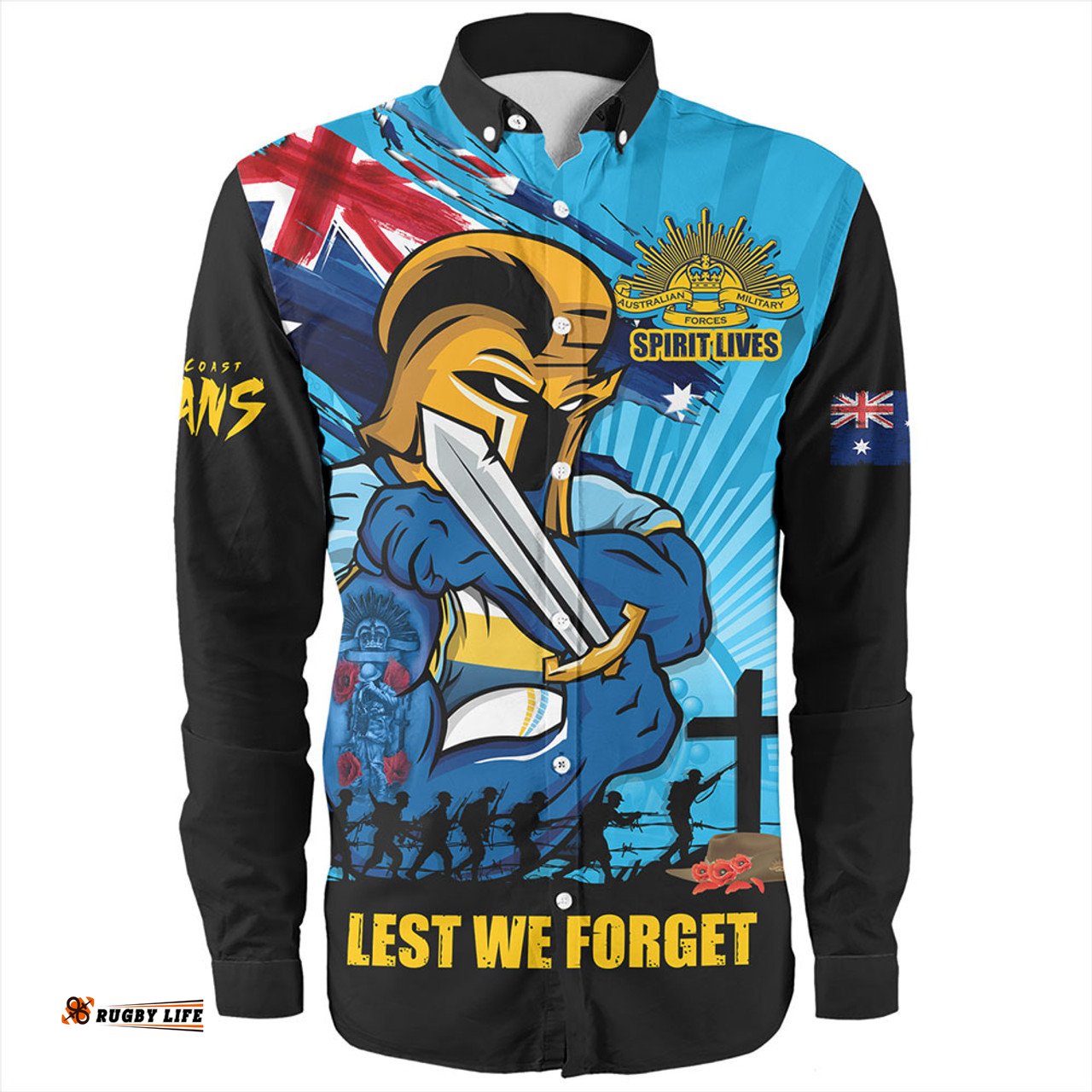 Amazing Aussie Gold Coast Titans Fearless ANZAC Defender Long Sleeve Shirt
