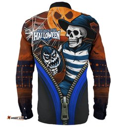 Amazing Aussie Geelong Cats Halloween Night Reaper Zipper Long Sleeve Shirt