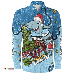 Amazing Aussie Cronulla Sutherland Sharks Christmas Custom Let's Get Lit Chrisse Pressie Long Sleeve Shirt