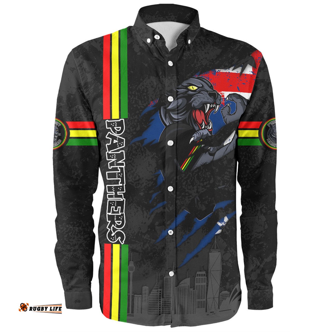 Amazing Aussie Penrith Panthers Happy Australia Day Flag Scratch Style Long Sleeve Shirt