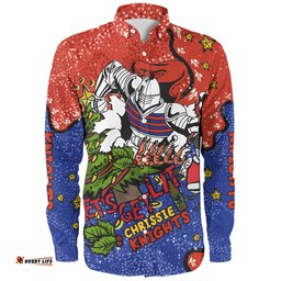 Amazing Aussie Newcastle Knights Christmas Custom Let's Get Lit Chrisse Pressie Long Sleeve Shirt