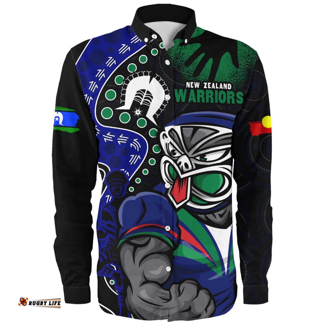Amazing Aussie New Zealand Warriors NAIDOC Indigenous Warrior Spirit Long Sleeve Shirt